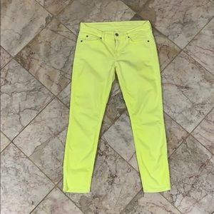 7 for all Mankind Neon Yellow Cropped Skinny